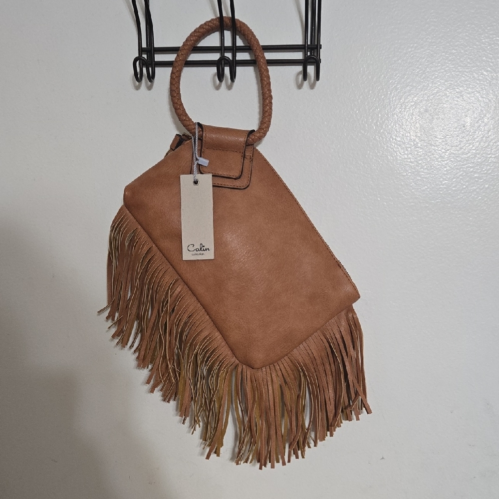 Fashion Brown Fringe Clutch